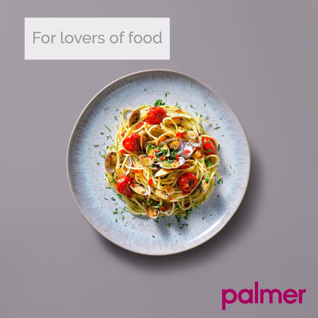 2 x palmer Light Blue Sea Teller Servieren flach im Set, Steingut, Ø 28,5 cm, beige hellblau gespren