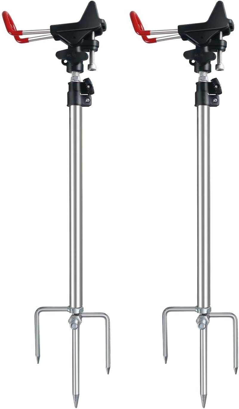 Leeko Rutenhalter, Angelrute Halter 2 Stück Edelstahl Universal Ruten Ständer 360°Verstellbar Angelr