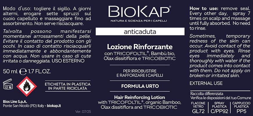BIOKAP Stärkende Lotion 50ml INTENSIVE FORMEL | Anti-Haarausfall INTENSIVANWENDUNG 98% natürliche In