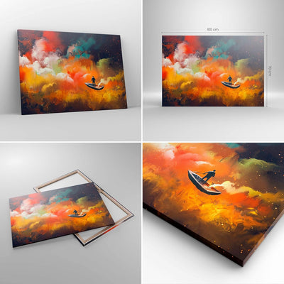 Bilder auf Leinwand 100x70cm Leinwandbild mit Rahmen Abstraktion Boot Gross Wanddeko Bild Schlafzimm