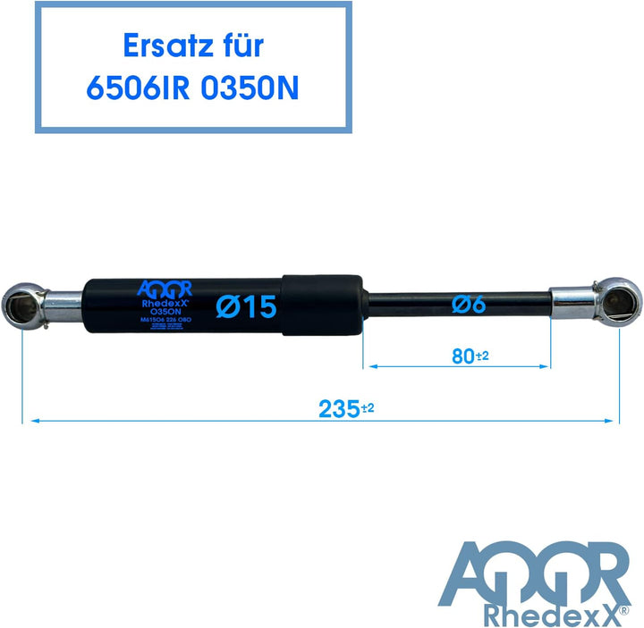 RhedexX® Gasdruckfeder Ersatz für LIFT-O-MAT (6506IR 0350N) 235mm/80mm/350N Gasdruckdämpfer mit M6 K