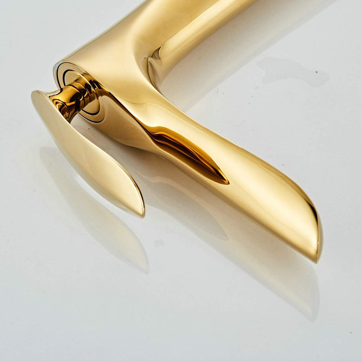 Leekayer Bad Waschbecken Wasserhahn Hoch Körper Einhand Einlochmontage Toilette Gold Chrom Messing,L