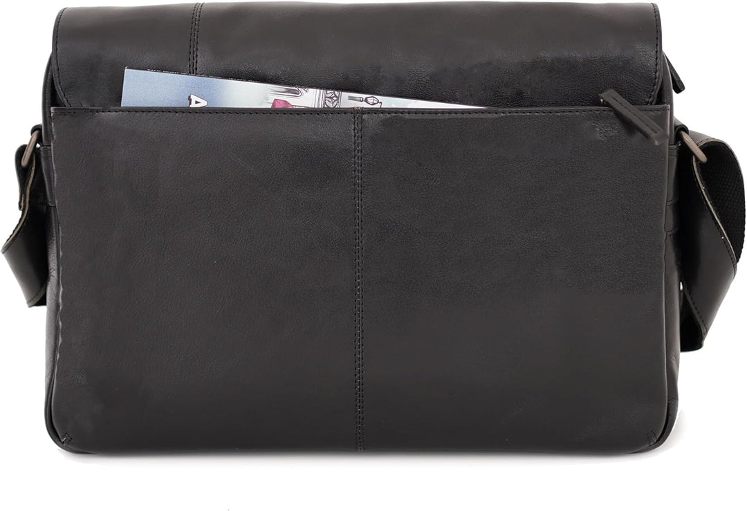 ALMADIH Leder Umhängetasche DYLAN Premium Rindsleder - Ledertasche mit Laptop Fach 15 Zoll Aktentasc