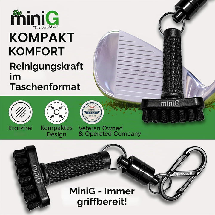 Grooveit MiniG The Dry Scrubber - Mini Golf Club Brush - Heavy-Duty Nylon Bristles - 3-Yr Warranty -