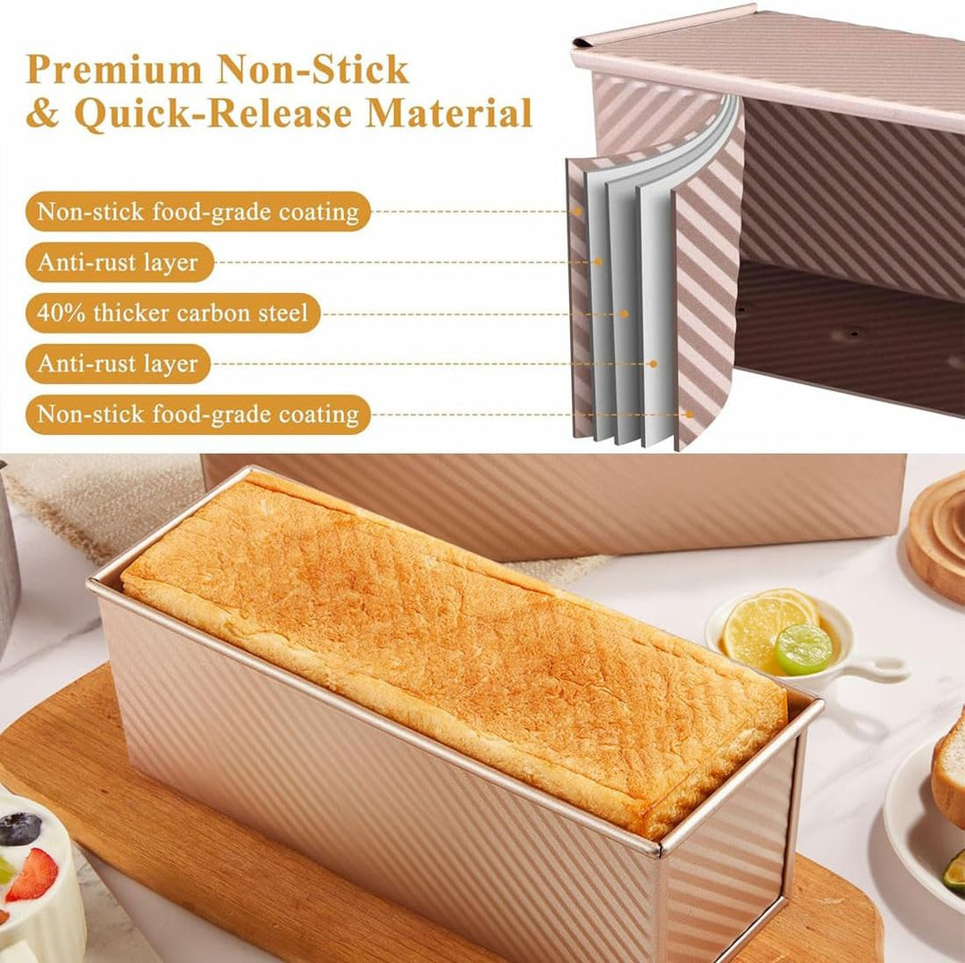 Axim Grosse Kastenform mit Deckel, Antihaft-Toastkasten, Kastenform mit Schiebeabdeckung, Pullman-Br