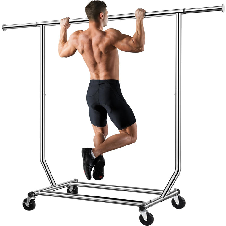 Camabel Metall Kleiderständer mit Rollen max Belastbarkeit 136kg Verstellbar Länge 130-189cm Schwerl