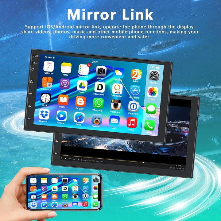 [6+128G] Autoradio mit Kabelloses A-pple Carplay/Android Auto, 7 Zoll 2 Din Android 13 Bildschirm To