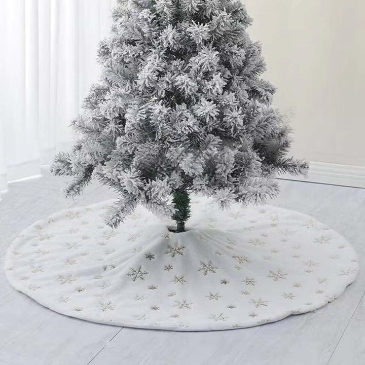 Weihnachtsbaum Rock Plüsch Rund Weichnachtsbaumdecke mit Pailletten Schneeflocke Christbaumständer T