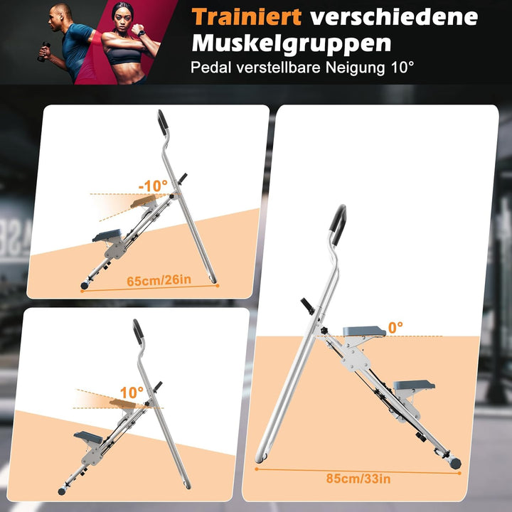 Treppe Stepper Klappbare,CEIEVER Vertikale Klettermaschine mit Einstellbarer Pedale Tragbarer Crosst