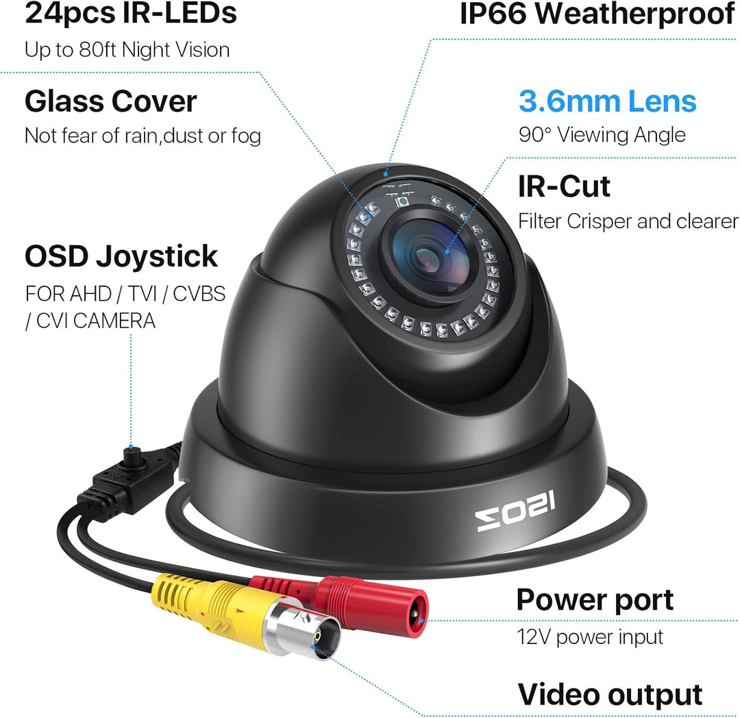 ZOSI CCTV 1080P 2MP 4-in-1 CVBS/AHD/CVI/TVI Video Überwachungskamera Aussen Dome Kamera 3.6mm Linse