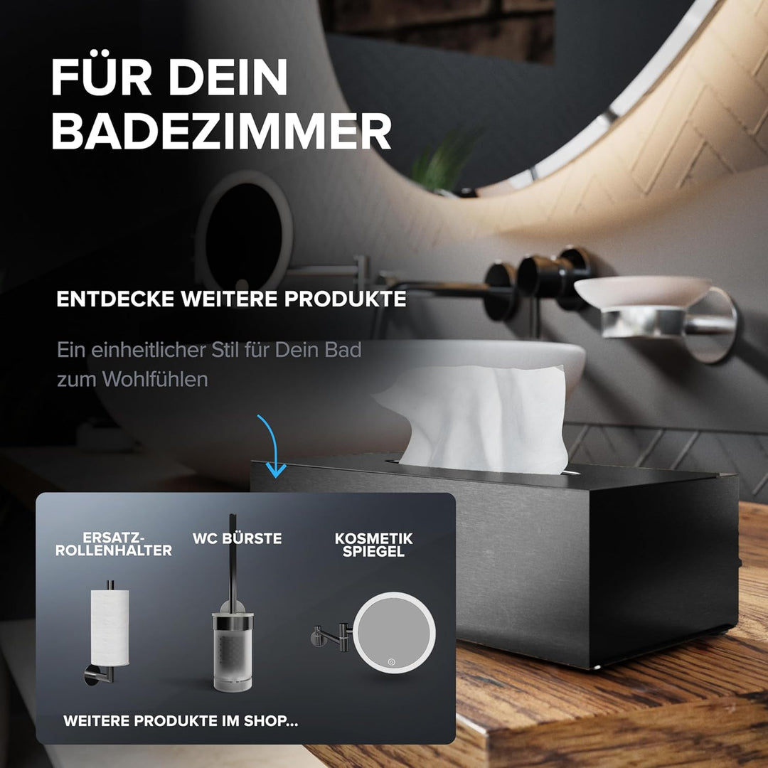 ovimar Kosmetiktücher Box Styggehoe | aus edlem Edelstahl | Gunmetal | Taschentuchspender, Papierhan
