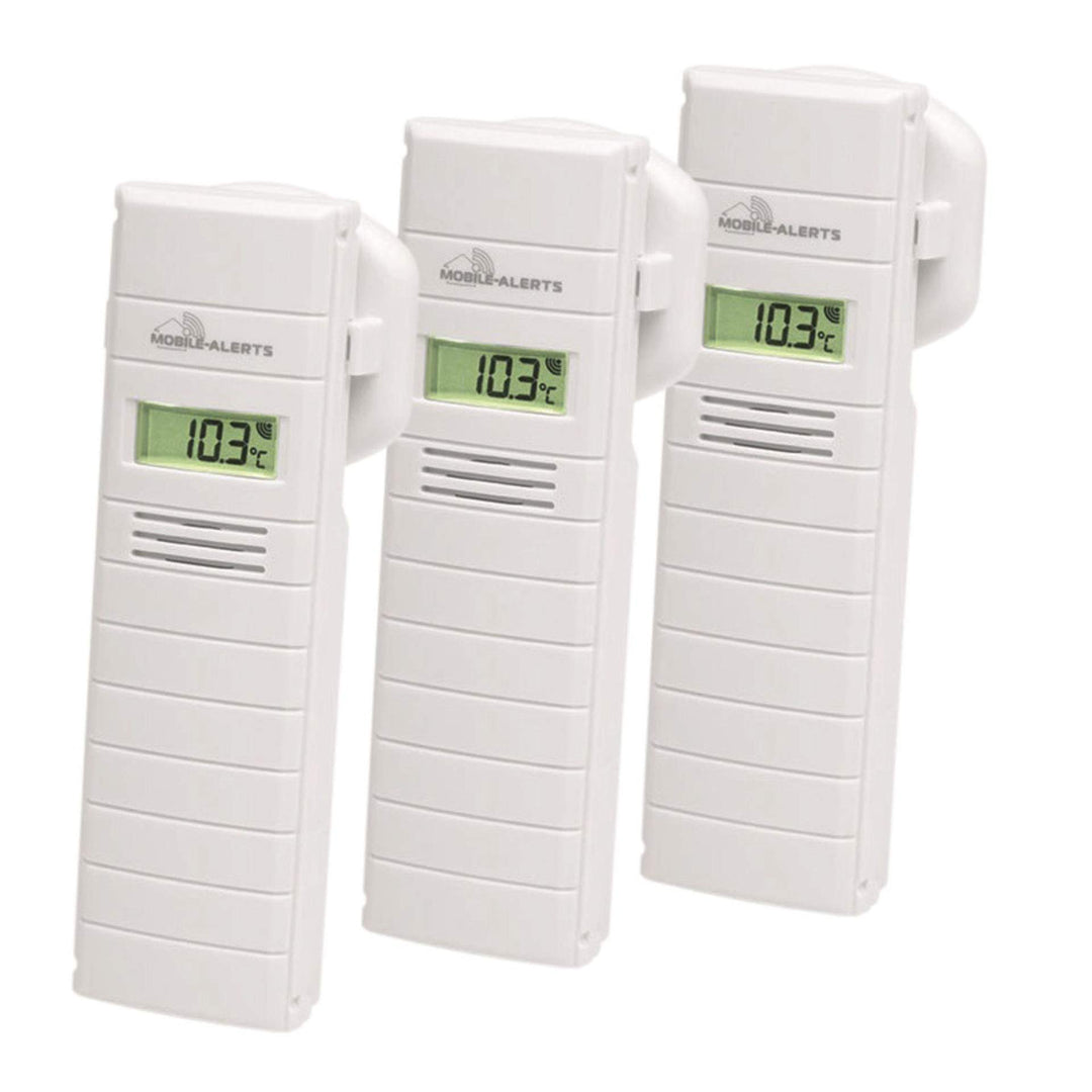 ELV Mobile Alerts 3er Set Temperatur-/Luftfeuchtigkeitssensor MA10200 mit LC-Display