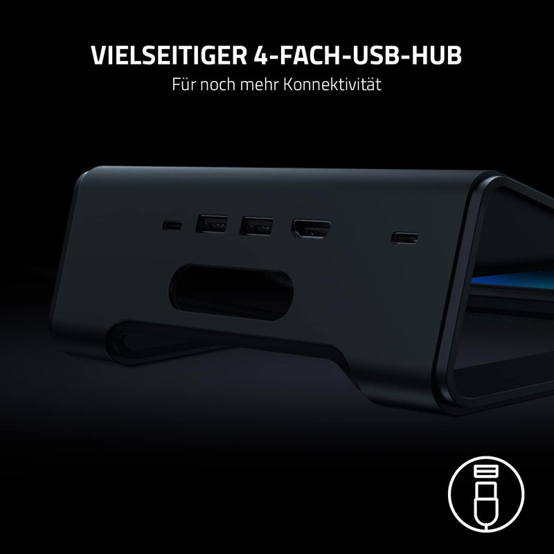 Razer Laptop Stand Chroma V2 - Ergonomischer Laptop-Ständer inklusive 4-fach-USB-C-Hub (3-Port USB 3