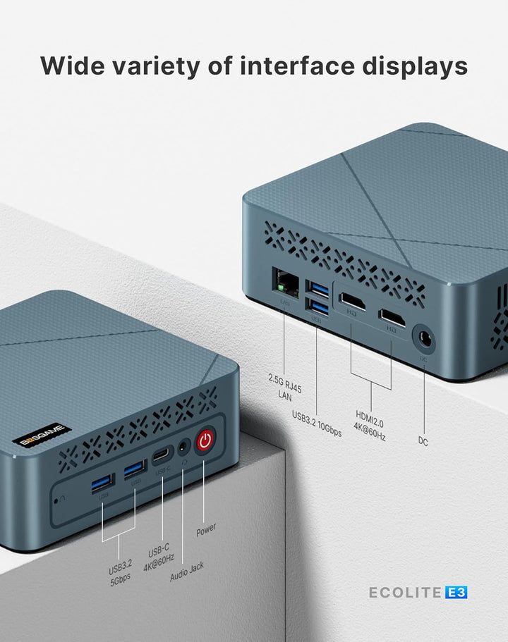 BOSGAME P1 Windows 11 Pro Light Gaming PC, AMD Ryzen 7 5700U, 8C/16T up to 4.3GHz, DDR4 RAM PCIe 3.0