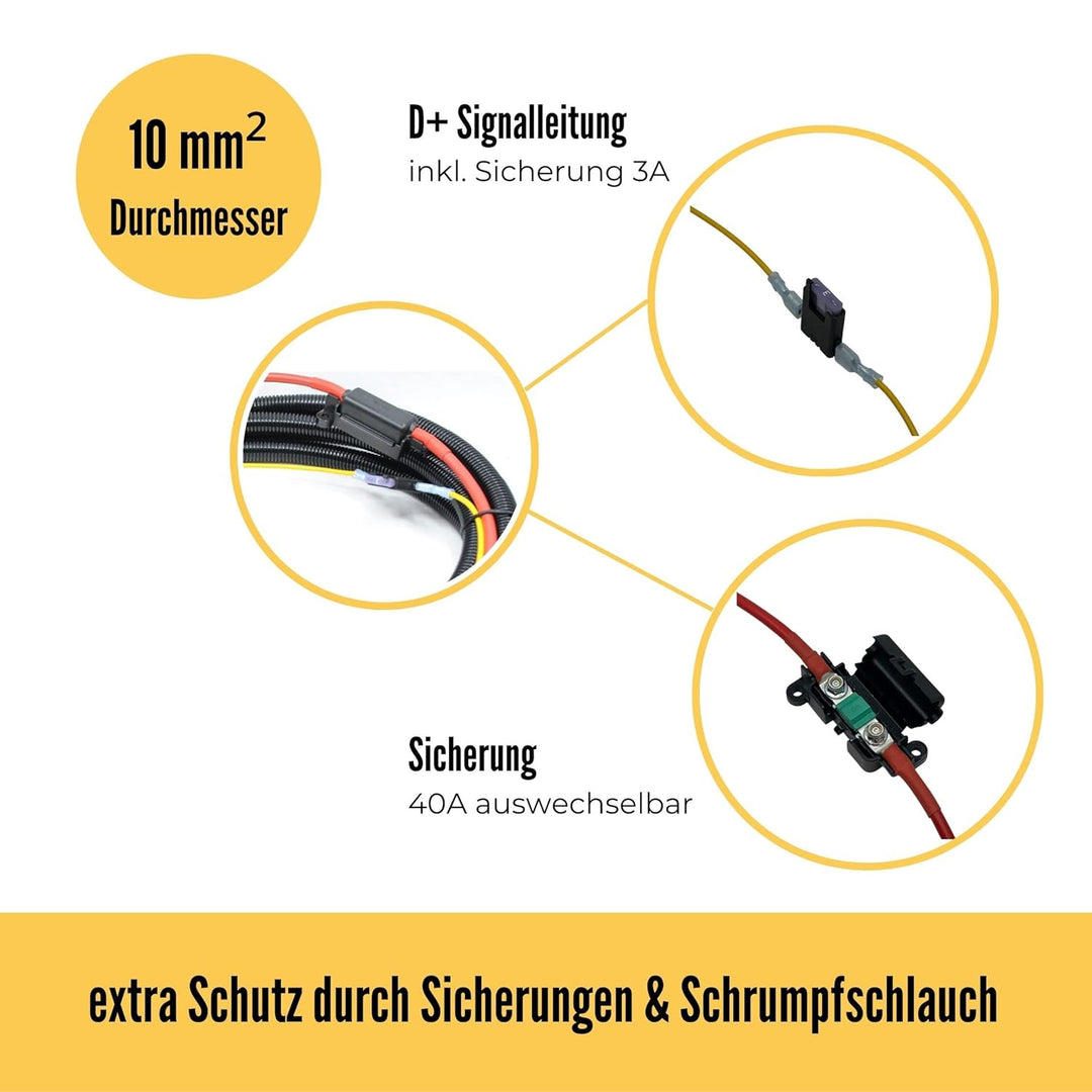 3,5m Anschlusskabel für Laderegler | bis 30A Stromstärke | Verbindung Laderegler zu Batterie l M8 Ba