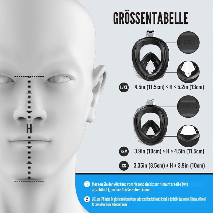 G2RISE® Schnorchelmaske, Tauchmaske, Faltbare CO2-sichere Schnorchel Vollmaske mit Kameraposition fü