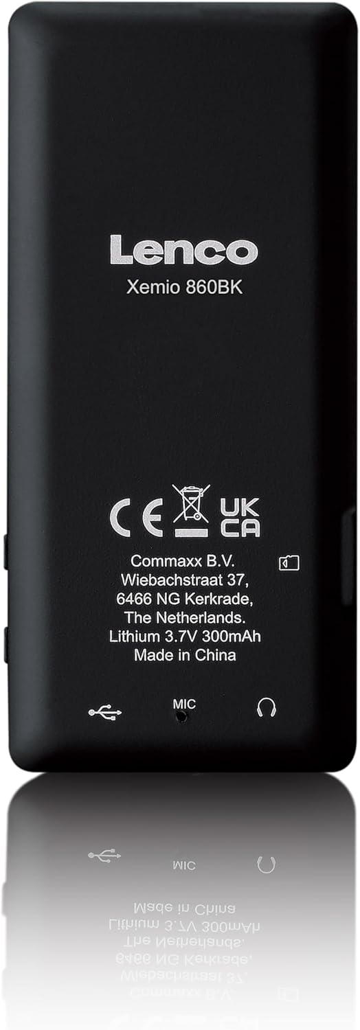 Lenco Xemio-860BK - MP3/MP4-Spieler mit Bluetooth und 8 GB internem Speicher - Schwarz, Schwarz