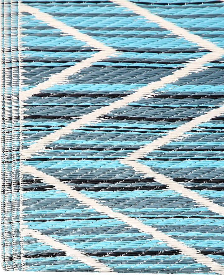 Outdoor Teppich Blau 120 x 180 cm Zickzackmuster Balotra