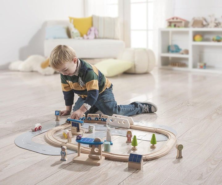EverEarth - Eisenbahn-Set ökologische Stadt (EE33591) Eco City Train Set, Eco City Train Set