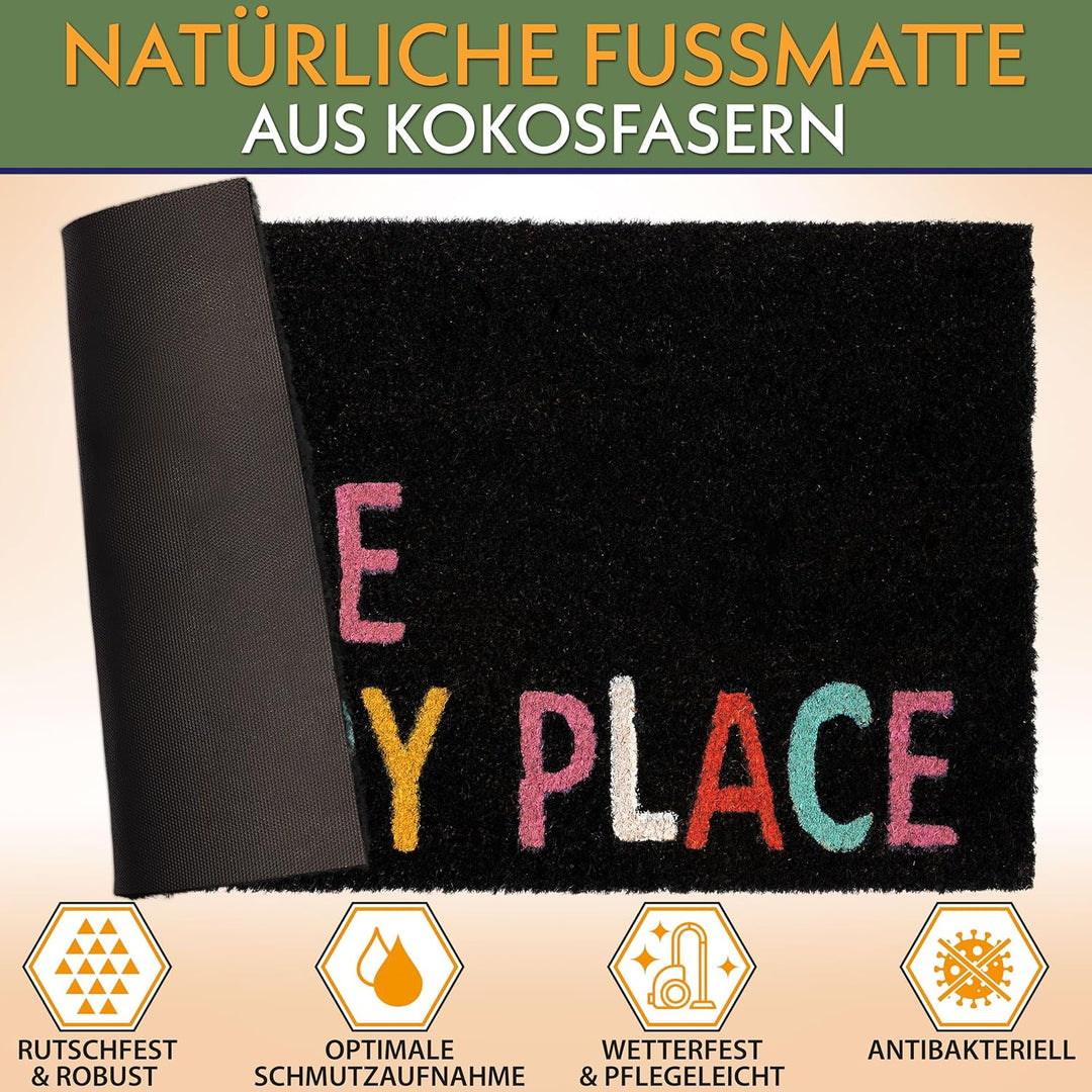 BRUBAKER Fussmatte für Aussen und Innen - This is My Happy Place - 45 x 75 cm Schmutzfangmatte - Ant