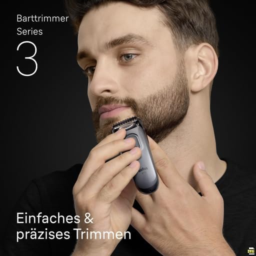 Braun Barttrimmer Series 3, Elektrischer Bartschneider Herren, 4 Zubehörteile, Ultrascharfe ProBlade