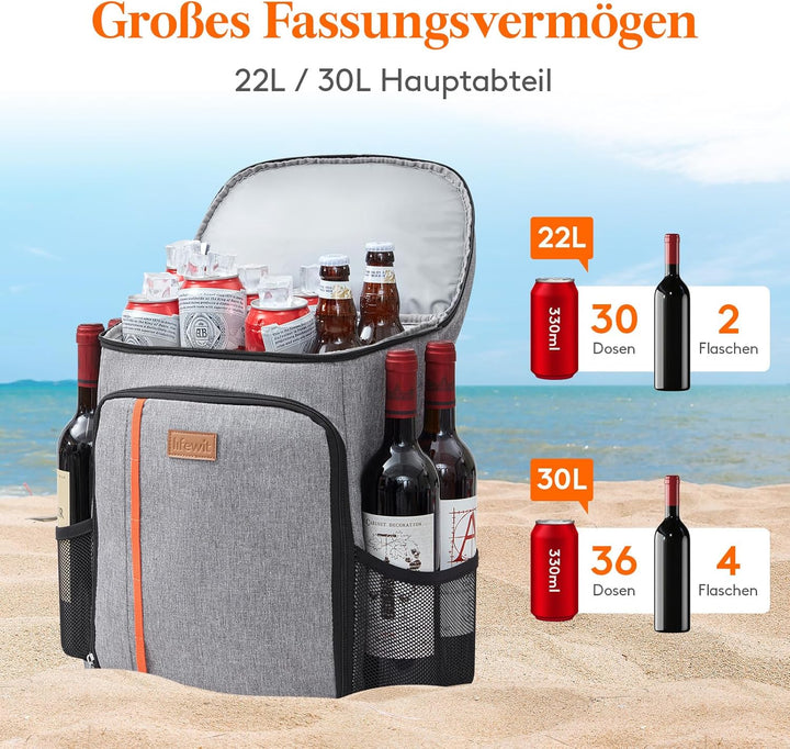 Lifewit 30L Kühlrucksack Auslaufsichere Kühltasche Rucksack wasserdichte Picknickrucksack Isolierte