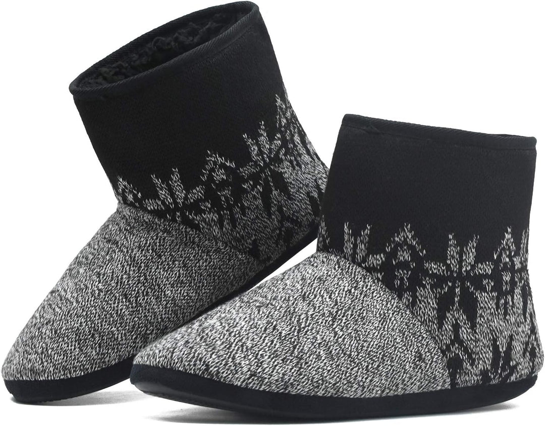 COFACE Herren Hüttenschuhe Lammfell Winter Hausschuhe Warme Plüsch Gefütterte Hausstiefel Männer Hau