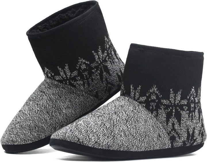 COFACE Herren Hüttenschuhe Lammfell Winter Hausschuhe Warme Plüsch Gefütterte Hausstiefel Männer Hau