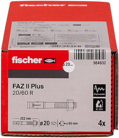 fischer Bolzenanker FAZ II Plus 20/60 R, Schwerlastanker aus Edelstahl mit hoher Tragfähigkeit, Anke