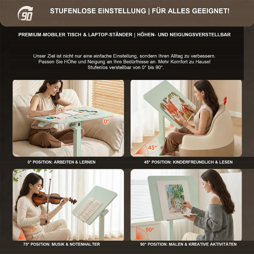 MUSSO AnyDesk D7 Mobiler Laptoptisch höhenverstellbar (75-108cm), Klappbarer Stehpult mit 0-90° neig