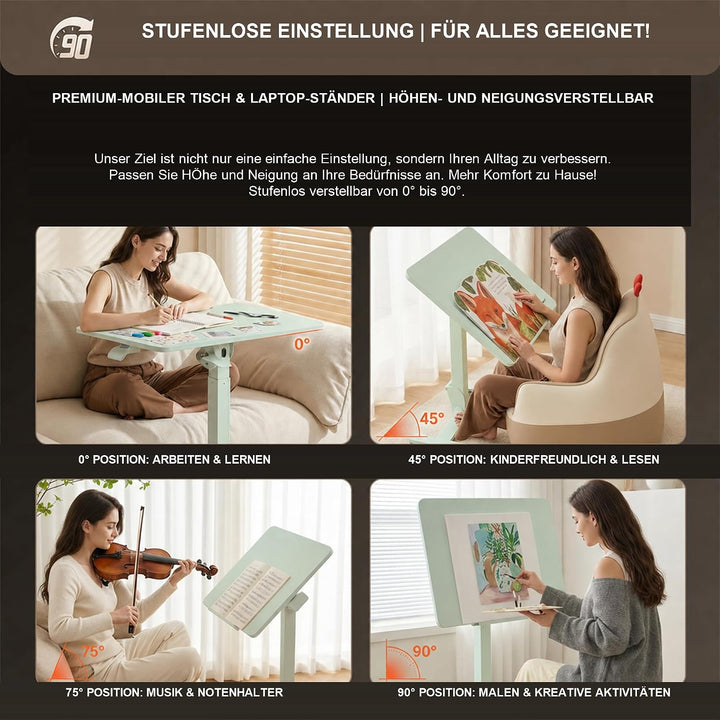 MUSSO AnyDesk D7 Mobiler Laptoptisch höhenverstellbar (75-108cm), Klappbarer Stehpult mit 0-90° neig