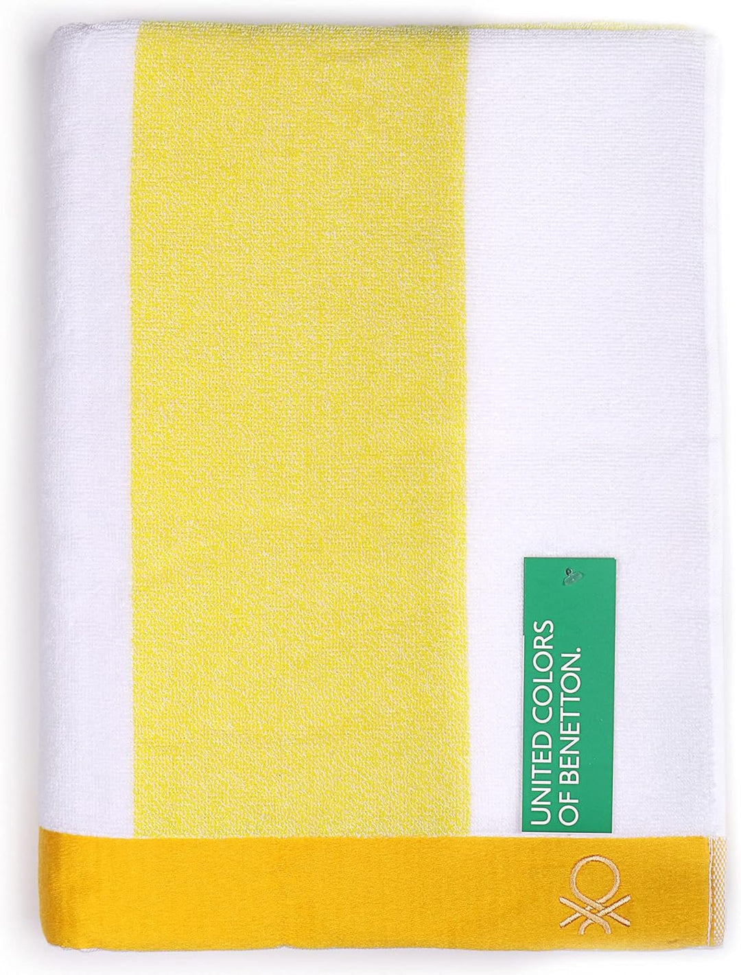 United Colours of Benefitton Strandtuch, 90 x 160 cm, 450 g/m², Frottee, 100% Baumwolle, Grün + Gelb