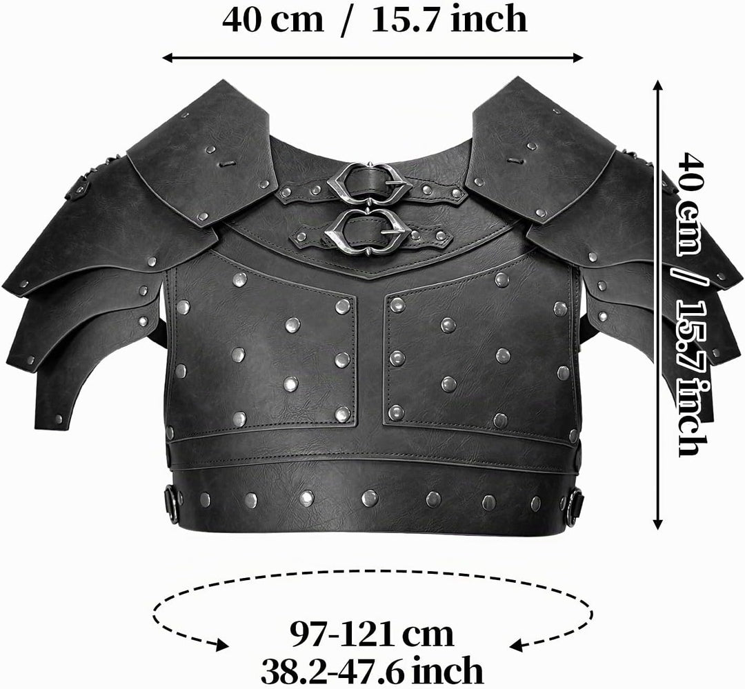 HiiFeuer Mittelalterliche Kunstleder-Brustpanzerung, Vintage Pauldron Schulter Rüstung Einstellbare
