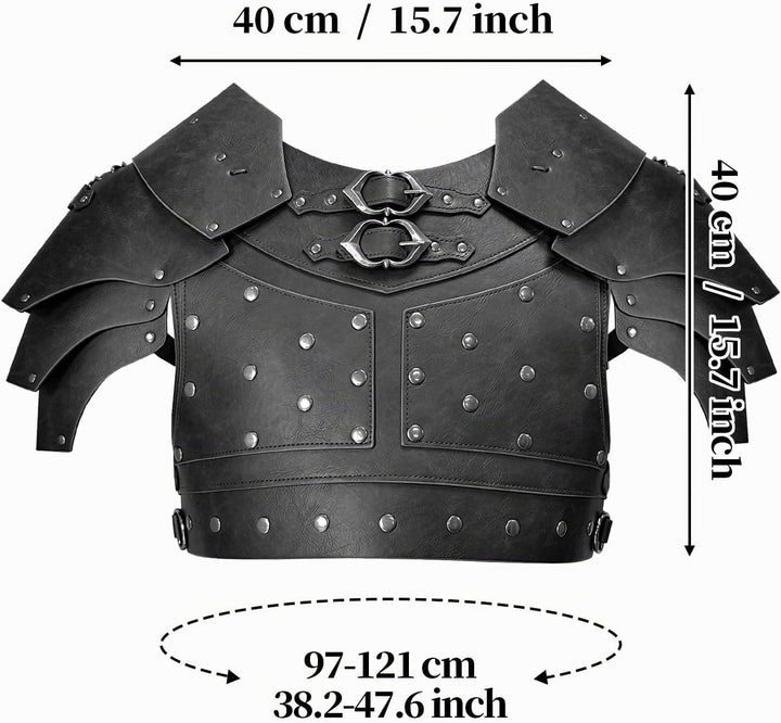 HiiFeuer Mittelalterliche Kunstleder-Brustpanzerung, Vintage Pauldron Schulter Rüstung Einstellbare