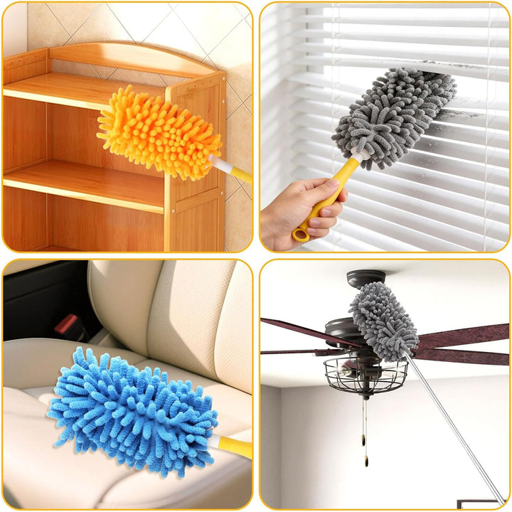 14 Stück Staubwedel Teleskop Waschbar für Swiffer Duster Staubmagnet Nachfüllpack, 360° Wiederverwen