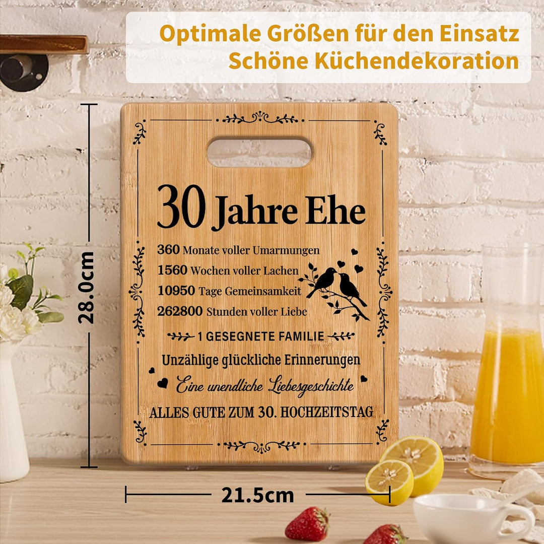 Geschenke zur Perlenhochzeit, Bambus-Schneidebrett zur Feier der Perlenhochzeit, Romantisches Gesche