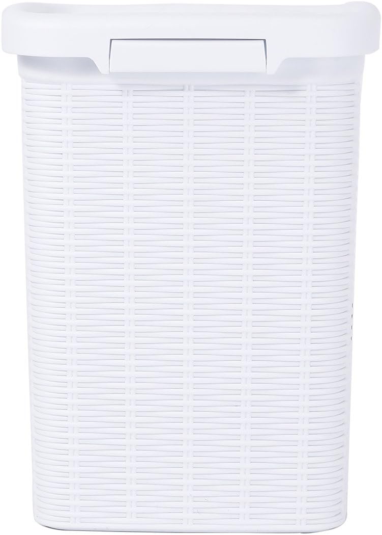 Stefanplast 30100 Abfalleimer, In Rattanoptik aus Kunststoff, 20,5 x 20,5 x 28 cm Weiss/Flyaway Orch