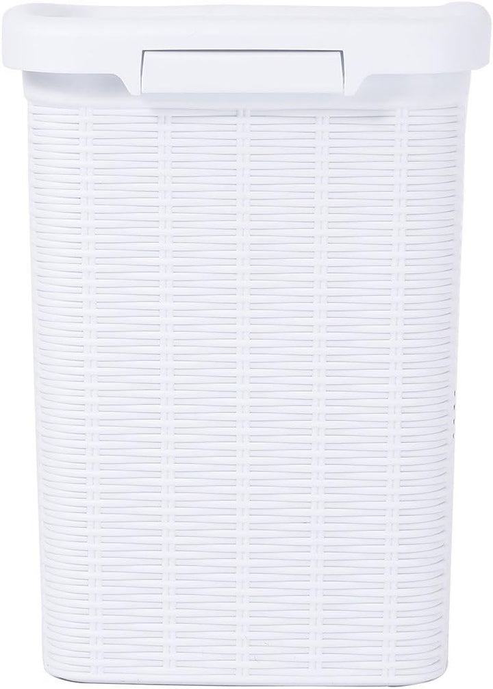 Stefanplast 30100 Abfalleimer, In Rattanoptik aus Kunststoff, 20,5 x 20,5 x 28 cm Weiss/Flyaway Orch