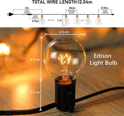 Lichterkette Glühbirnen IP65 Wasserfest, Avoalre G45 warmweiss 30+3 Glühbirnen Lichterkette aussen,