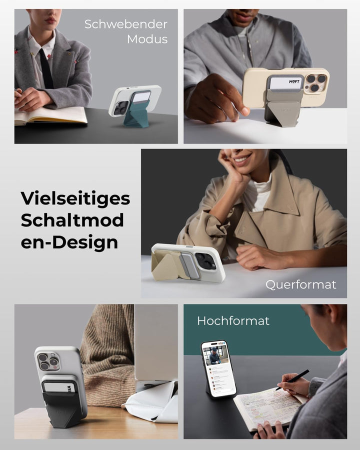 MOFT Magnetische Wallet Ständer für iPhone 15/14/13/12 Serie Kompatibel mit MagSafe, MOVAS Vegan Led