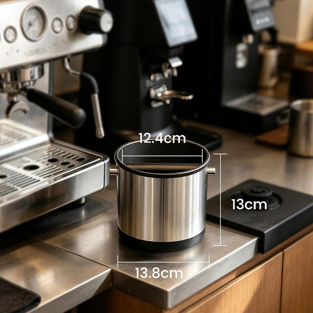 Abklopfbehälter für Siebträger Edelstahl, 1.2L Zweistoff-Material Knock Box für Ninja Sage, Kaffeesa
