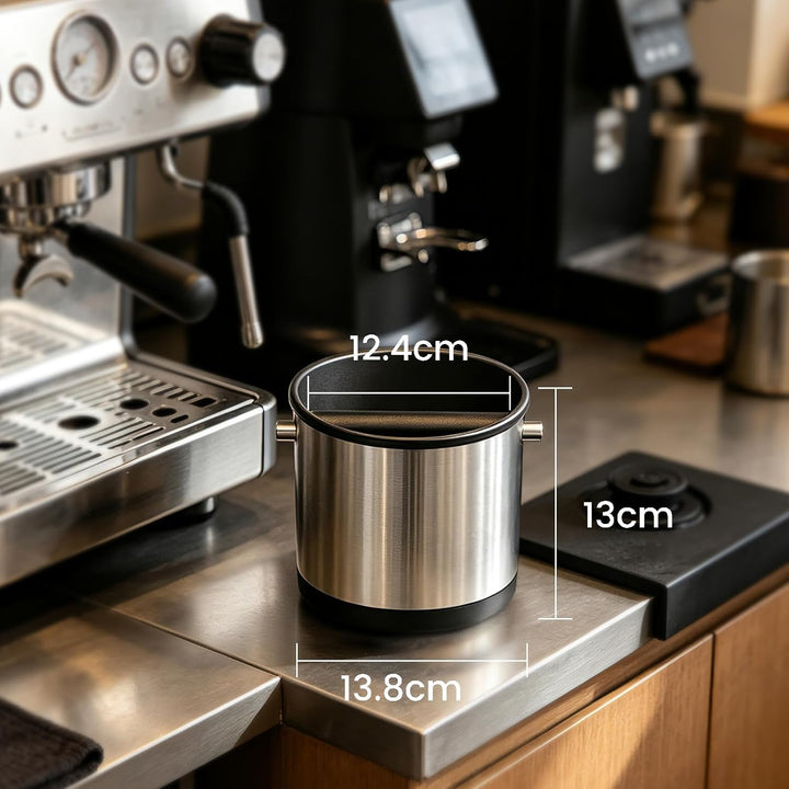 Abklopfbehälter für Siebträger Edelstahl, 1.2L Zweistoff-Material Knock Box für Ninja Sage, Kaffeesa
