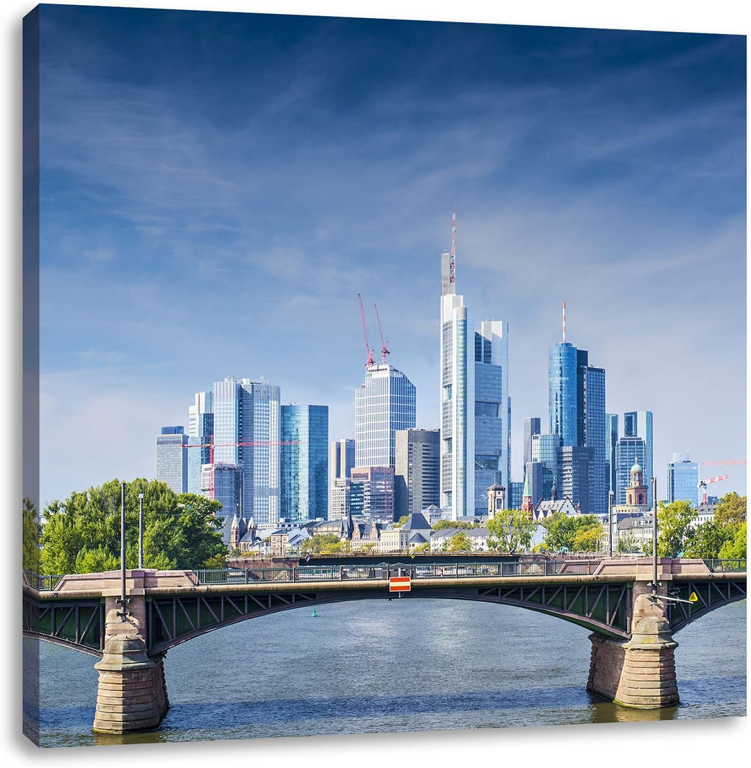 Pixxprint Skyline von Frankfurt am Main als Leinwandbild/Grösse: 70x70 / Wandbild/Kunstdruck/fertig