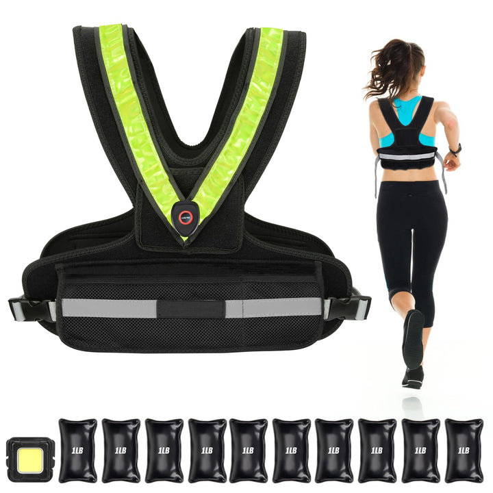 Gewichtsweste für Damen Weighted Vest für Sport und Laufen mit reflektierendem LED Gürtel und Aussen