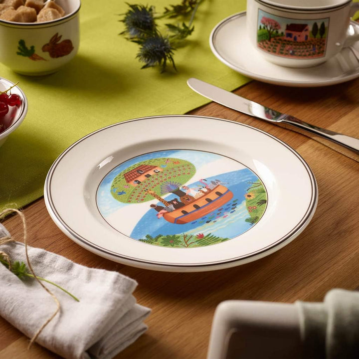 Villeroy und Boch Design Naif Frühstücksteller Arche Noah, Premium Porzellan Frühstücksteller 21 cm