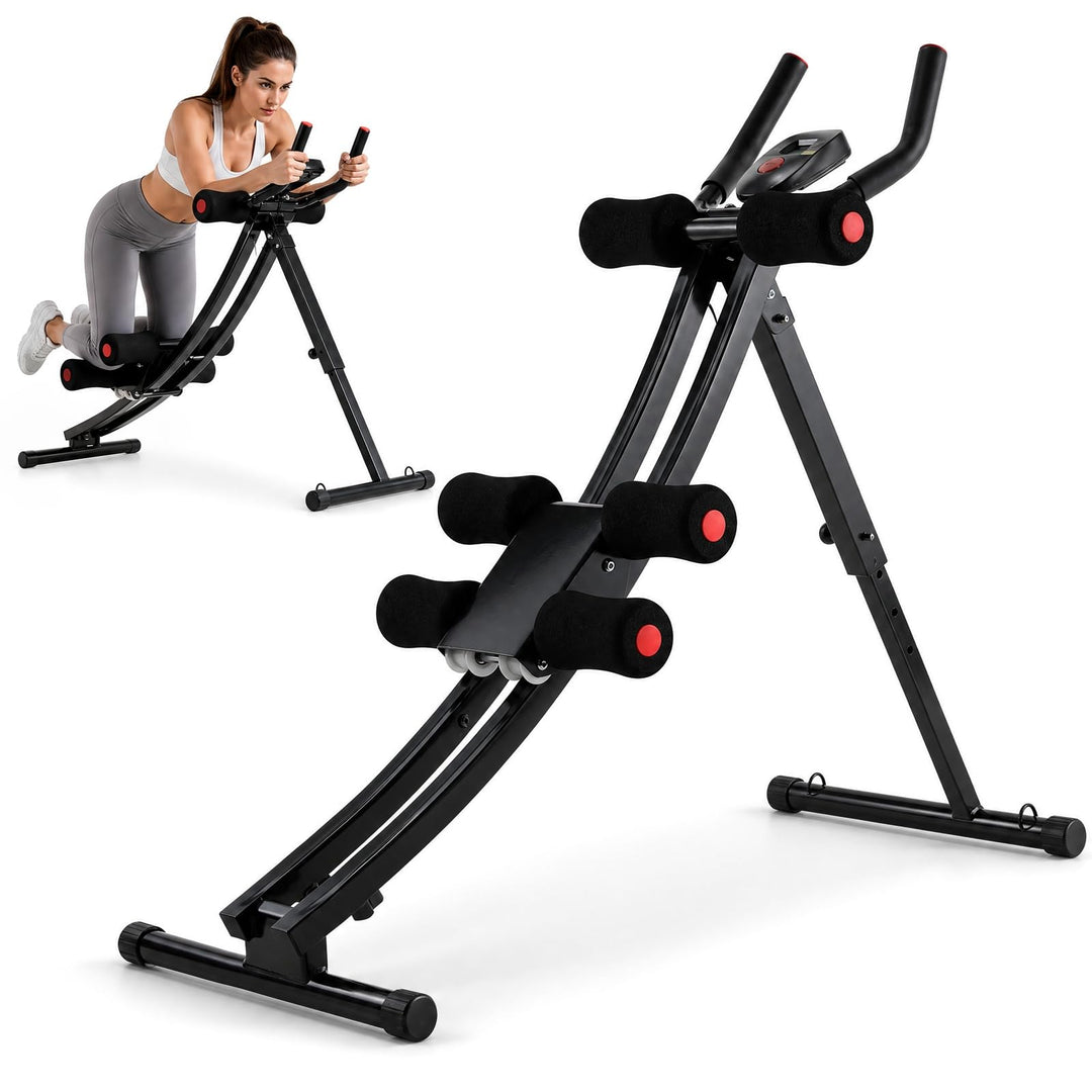 LIFERUN Bauchtrainer für zuhause, Klappbar und Platzsparend, mit LCD-Monitor, 4 stufigem Widerstand,