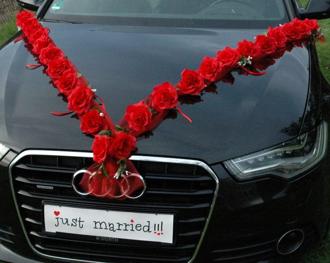Rosen Girlande Braut Paar Rose Deko Dekoration Autoschmuck Hochzeit Car Auto Wedding ®Auto-schmuck D