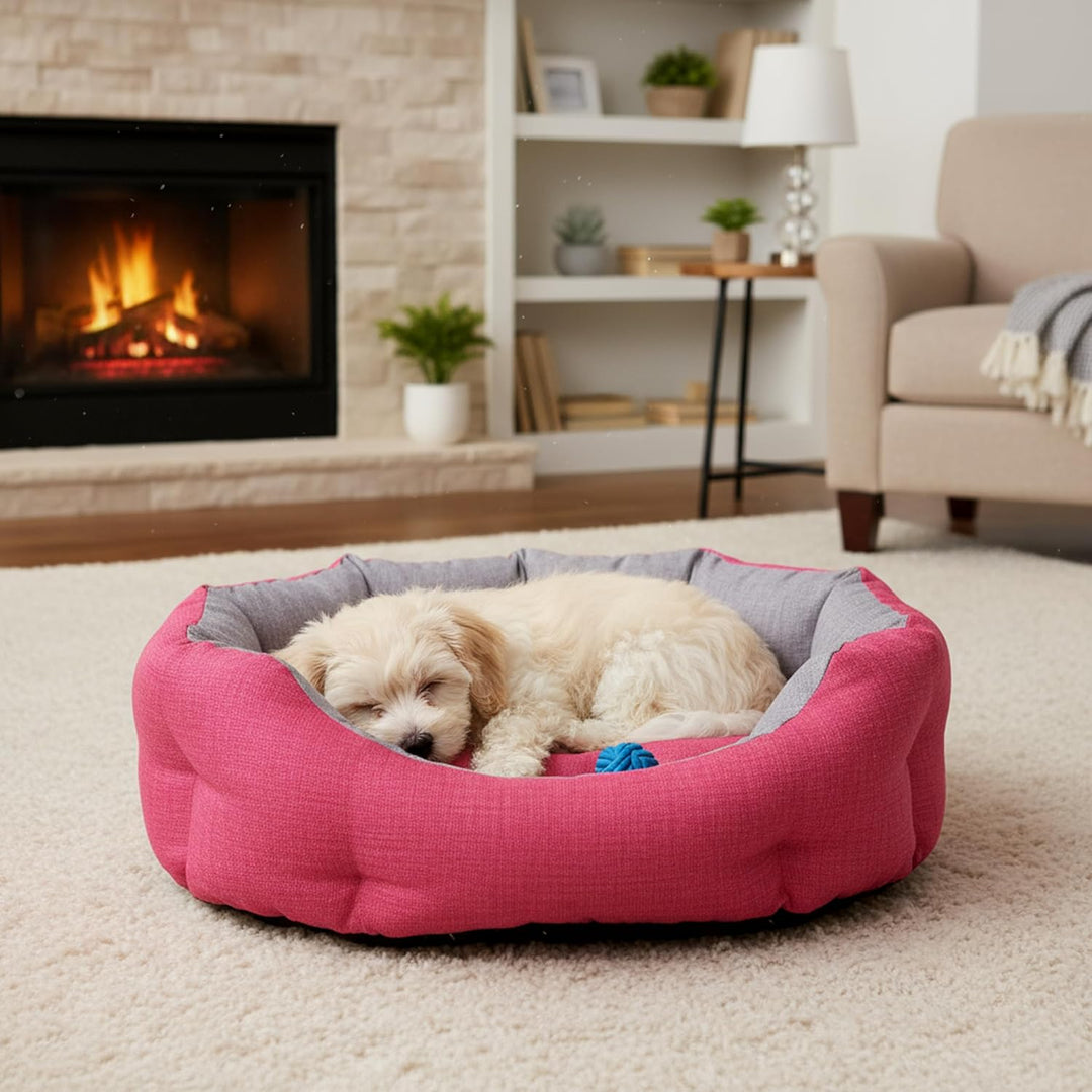 Baroni Home Hundebett aus Stoff, Grösse M, weiches rundes Hundematte für Hunde und Katzen, bequem, f