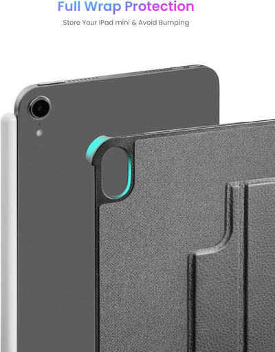 tomtoc Smart Folio Vertikale Hülle für 8,3 Zoll iPad Mini 6 Generation 2021, 3-lagige, abnehmbare, s