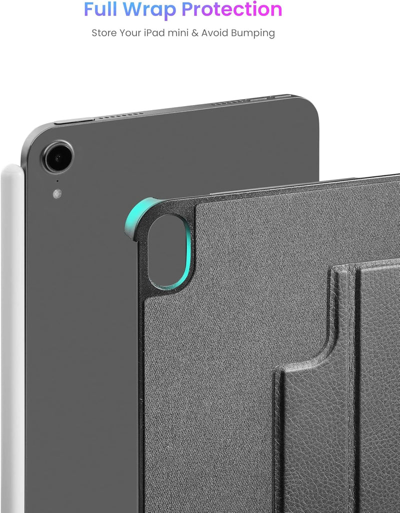 tomtoc Smart Folio Vertikale Hülle für 8,3 Zoll iPad Mini 6 Generation 2021, 3-lagige, abnehmbare, s